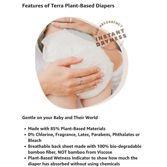 3 Packs Terra Plant-Based Newborn Diapers Size 1‎ | 24 Count Each | Eco-Friendly - Picture 9 of 12
